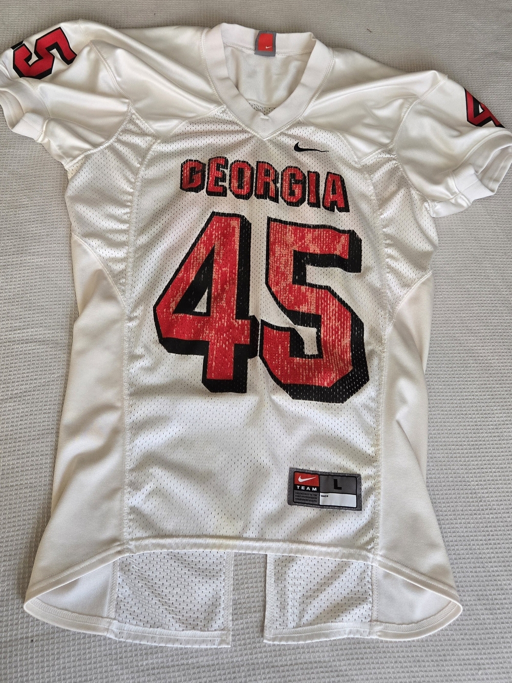 Nike White Georgia Football Jersey with Red & Black Accents
